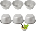 Small Popover Pans Nonstick 6Pcs, 3 Inch Round Pie Tart Mold Small Tin, Carbon Steel Pudding Cups, Individual Egg Tart Moulds Cute - Silver