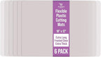 Better Kitchen Products Extra Thick Flexible Frosted Clear Plastic Cutting Mats, 12" x 18", Set of 6