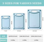 Finorder Set of 3 Sizes Cutting Board, Blue Double Side Non Slip Cutting Boards with Easy Grip Handle and Juice Grooves, BPA-Free Dishwasher Safe Reversible Chopping Board for Veggies Chopping Meat