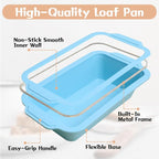 Nonstick Silicone Bread Loaf Pan: 9.5 x 5 Inch Bread Pan for Homemade Rye with Metal Frame - Loaf Mold for Baking Oven - Housewife Baker Home Baking Enthusiasts (Beige & Mint Green)