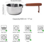 1Pc Stainless Steel Hot Oil Pan Hot Sauce Small Pot Cooking Butter Melting Pot, For Brewing Coffee, Warming Gravy, Melting Butter Or Chocolate, Heating Sauces, Silver(500ml)