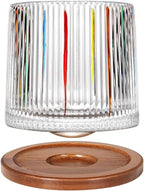 Rotatable Old Fashioned Glass Cup, 275ml/10oz Crystal Whiskey Glass, Wood Coaster, Thickening, Used as Rum Glass, Cocktail Cup, Coffee, Milk to Relax and Reduce Stress, Ideal Gift