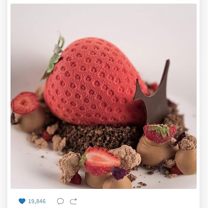 OCPO KITCHEN Strawberry Silicone Mold for Baking Mousse Cake, Fruit French Dessert, Pastry, Chocolate, Ice Cream Mould, Cake Decoration Mold, 3D Strawberry Shape (8-Cavity)