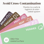 Cooler Kitchen Extra Thick Pastel Flexible Plastic Cutting Board Mats with Food Icons & EZ-Grip Waffle Back, (Set of 6) Dishwasher Safe. Cutting Boards for Kitchen, Cutting Mat, Plastic Cutting Boards