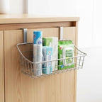 LeleCAT Basket with hook Grid Storage Basket,Hang it behind a door or on a railing,Over the Cabinet Door,Champagne Gray,2 Pack