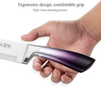 Purple Professional 9-Piece Kitchen Knife Set with Acrylic Block - Non Stick Sharp Stainless Steel Chef Knives with Sharpener,Gift for Home Kitchen Women