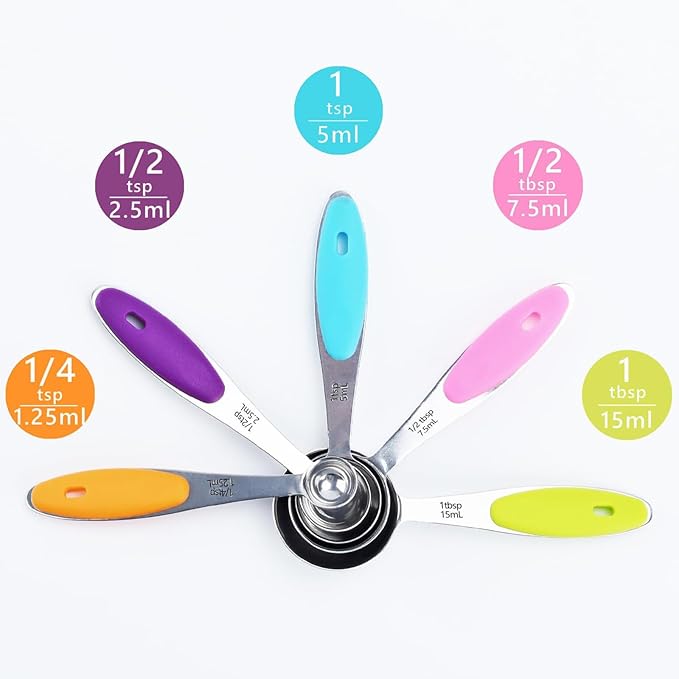 Measuring Cups and Spoons Set of 10 Piece, 18/8 Stainless Steel Nesting Measuring Cups Set for Cooking, Measuring Spoons Set