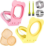 LEPCY Uncrustables Sandwich Maker Sealer Cutter, Crustless Sandwich Cutter, PB&J Uncrustable Maker - Pink Square Shape + Yellow Round Shape