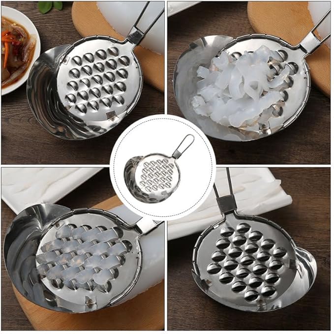SOLUSTRE Vegetable Grater Multi-Functional Food Scraper Tool Stainless Steel Jelly Scraper for Kitchen Use with Hanging Hole Lightweight and Portable 6.10X3.85X1.73 Inches