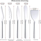 Berglander Cheese Knife Set of 5 for All Types of Cheese, Stainless Steel Cheese Cutter Slicer Ergonomic Design for Confortable Grip and Cut, Butter Spreader Knife