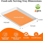 SpaceTrove 4-Pack Serving Tray Set, Reusable Plastic Serving Platter for Party Supplies, Entertaining, Grilling Accessories, Stackable Kitchen Snack Box Container for Dessert, Fruit, Cookie, (White)