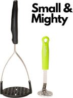 Mini Avocado Masher, Small Potato Masher, Heavy Duty, Kitchen Utensil. Stainless Steel, Tiny Masher, Compact Mini Masher for Avocado - Effortless Guacamole Preparation, Dishwasher Safe.… (Green)