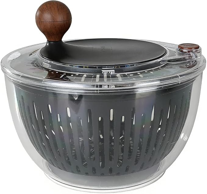 Salad Spinner, 5.3 Qt Large Lettuce & Vegetable Cleaner with Non-Slip Bottom, Quick Stop Button, Dishwasher Safe Fruit Washer, BPA-free, Black