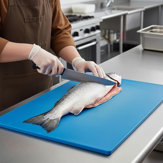 TrueCraftware- 24" X 18" X 1/2” Cutting Board for Kitchen Blue Color Plastic- Plastic Commercial Chopping Board Anti Slip Surface Chopping Food Cutting Mat for Meat Vegetables Dishwasher Safe