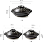 Round Casserole Dish Heat-Resistant Ceramic Casserole With Lid Soup Pot With Soup Pot Oil-Free Saucepan Japanese Donabe Hot Pot With Brushstroke Saucepan With Slow Stew W,A-1.7L
