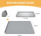 Silicone Coffee Mat,16'' x 16'' Coffee Bar Mat with Detachable Dish Drying Mat for Kitchen Countertops,Coffee Bar Accessories Fit Under Coffee Maker Coffee Machine Espresso Machine Dish Rack
