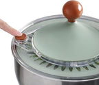 Stainless Steel Salad Spinner, Medium-sized Lettuce Veggie Fruit Spinner and Strainer, Multipurpose Vegetable Washer Dryer with Lid, Dishwasher Safe,160 oz