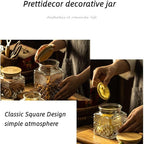 Prettidecor Glass Storage Jars, 38 FL OZ Airtight Canisters with Bamboo Lid, Decorative Kitchen Containers for Cereal, Nuts, Snacks, Candy, Cookies, Coffee, Tea
