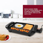 Elite Gourmet EGR-2722B Electric 10.5" x 8.5" Griddle, Cool-touch Handles Non-Stick Surface, Removable/Adjustable Thermostat, Skid Free-Rubber Feet, Black