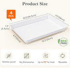 Lifewit Serving Tray for Party Supplies, Reusable Serving Platter for Catering, Snack, Fruit, Charcuterie, Appetizer, Plastic Food Trays, Hosting Essentials, BPA Free, White, 4 Pcs