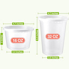 NEEBAKE 50 Set Deli Containers With Lids: [16oz 32oz] Combo Plastic Food Storage, Microwaveable & Freezer Safe To-Go, Leak-proof Meal-Prep