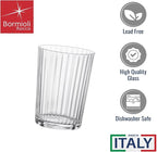 Bormioli Rocco Exclusiva Gin Fizz Glasses, Set of 12-17 Oz. Ribbed Drink Tumblers Made of Star Crystal Glass with XLT Treatment - Durable Cocktail Glasses for Daily Use, Dishwasher Safe