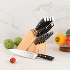Knife Sets 15 Pieces for Kitchen with Block, German Stainless Steel Kitchen Knife Set, ABS Ergonomic Handle Chef Knives, and Shears for Chopping, Slicing and Cutting