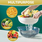 Colander Bowl Set of 2, Nesting Large Capacity Plastic Food Strainer for Pasta, Vegetables and Fruits Washing Draining Basket, Space Saving, BPA Free