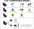 Multi-Capsule Coffee Maker, Hot/Cold Coffee Maker, Milk, ESE Pod Ground Coffee, Cafeteria, 19 Bar, 5 in 1 (Color : H2B BK, Size : CHINA_EU)
