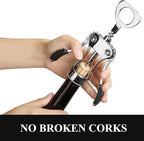 KORCCI Multifunctional Wine Bottle Opener Gift Set - Heavy-Duty Zinc Alloy Wing Corkscrew, Foil Cutter, Vacuum Stopper & Aerator Pourer for Kitchen, Bar, Restaurant, Bartenders