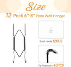 Bilillo 12 Pack Plate Hangers for The Wall, Suitable for 6''-8'' Decorative Plate,Invisible Heavy Duty Wire Plate Holder with Wall Hooks, Plate Hangers for Displaying Plates, Platter, Dish (Black)