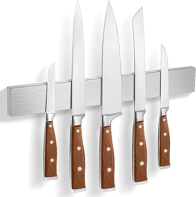 Knife Magnetic Strip, Magnetic Knife Holder for Wall Mount Fridge Refrigerator Knife Magnet Bar Knife Rack RV Kitchen Utensil Holder Metal Kitchen Tool Holder Knife Block RV Accessories 14 Inch