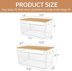 2 Pack Trash Bag Holder Under Sink Stackable, Plastic Garbage Dispenser with Lid, Trash Bag Storage Dispenser Roll Holder for Kitchen, Pantry, Laundry Room Organization