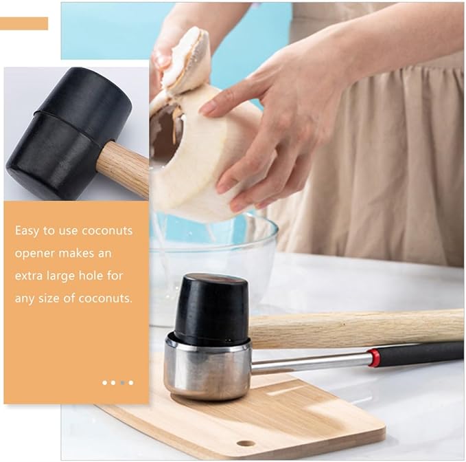 NUOBESTY Coconut Shell Opener Set 4pcs Stainless Steel Household Coconut Scraper Shredder with Drill Tool for Home Kitchen Cooking
