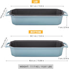 Flavehc Bread Pan Cast Iron Loaf Pan with Lid Bread Loaf Pan 13x5 Inch Enameled Cast Iron Sourdough Bread Pan, LightBlue
