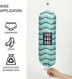 Plastic Bag Holder,Reusable And Washable Grocery Bag organizer,for Home Kitchen Travelling Camping Decor, use 1 Pack, Blue-Green Wavy Pattern Pattern