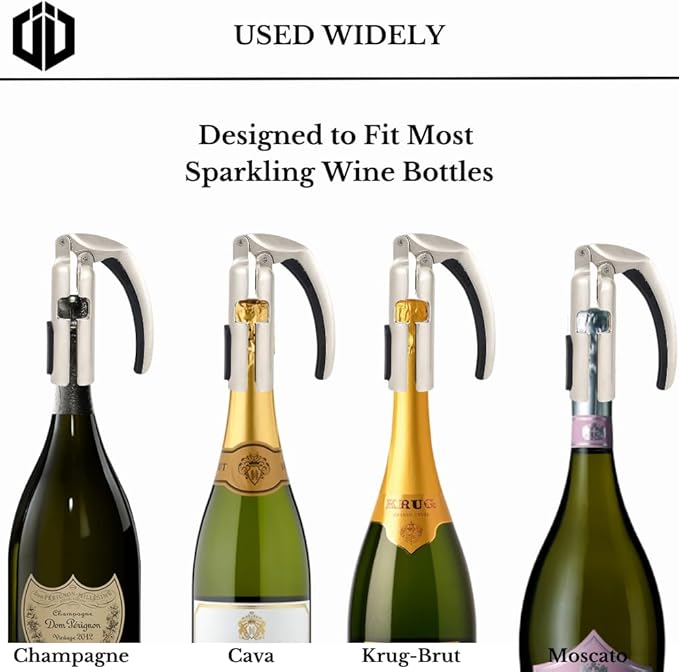 Imbibe & Indulge - Champagne Opener Tool - Zinc Alloy Champagne Opener with Non-Slip Handle and Easy Lever-Action - Champagne Accessories, Champagne Bottle Opener, Sparkling Wine Accessories Metal