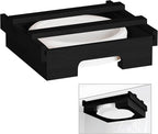 Paper Plate Dispenser,10-inch Bamboo Paper Plate Dispenser Under Cabinet, Kitchen Counter Vertical Paper Plate Holder Organizer Countertop Caddy Black