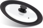 Anaeat Silicone Universal Lid for Pots, Pans and Skillets - Tempered Glass Covered with Heat Resistant Silicone Rim Fits 6", 7" and 8" Diameter Cookware -Easy to Use Replacement Frying Pan Cover