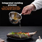 Butter Warmer Pot, Small Cast Iron Basting Pot With Wooden Handle Stainless Steel Multi Purpose Cooking Pot for Milk, Coffee(150ML)