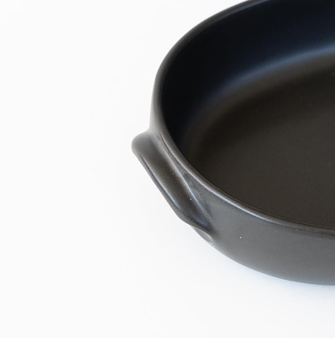 Banko Ware Au Gratin Dish, Large, Diameter Approx. 11.8 inches (30 cm), Heat Resistant, Pottery, Oven Safe, Direct Fire, Microwave and Dishwasher Safe, Black, Made in Japan