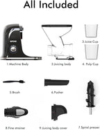 SIFENE Cold Press Juicer Machine, Mini Slow Masticating Juicer with Dual Feed Chute, Compact Electric Juice Extractor for Celery Ginger & Fruit, Easy Clean, Black