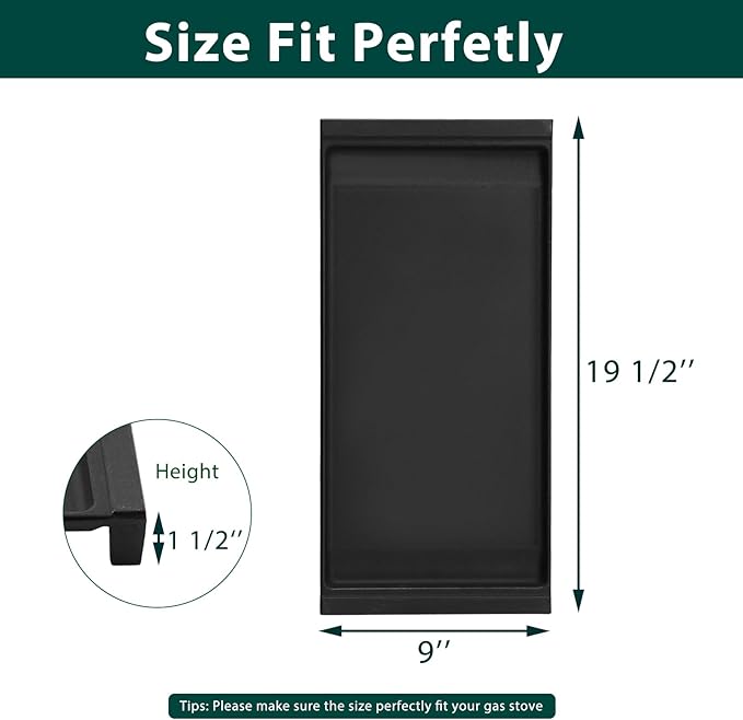 WB31X24738 WB31X49806 Griddle Replacement Parts for GE Gas Stove Top Cast Iron Appliance Griddles 19.5’’ x 9’’ Range Cooktop Griddles Pan JGBS66REKSS JGBS66REK3SS 30In Center Griddle Plate 1 Pcs