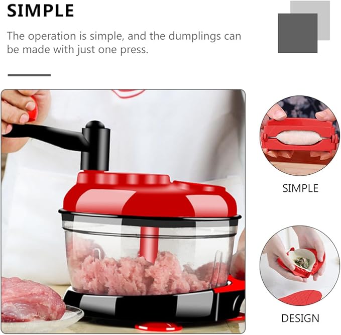 NUOBESTY Dumplings Maker Molds Set with Spoons 4pcs Red Dumpling Skin Wrappers Kitchen Gadget and Baking Tools Suitable for Home Cooking and Food Preparation