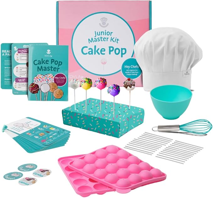 Tovla Jr. Ultimate Reusable Cake Pop-Making Kit for Kids – Fun DIY Baking Kit, STEM Activity for Ages 4+, Visual Learning Cake Pop Molds & Tools Set, Great Gift for Young Chefs