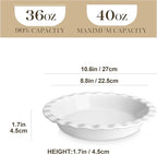 MALACASA Ceramic Pie Pan Set of 2, 9 inch, 40 oz Round Pie Dishes with Fluted Edges, Non Stick, For Quiche, Apple Pies, Pot Pies & More