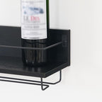 HOOBRO Wall Mounted Wine Rack 2 Pack, Wine Shelf Hanging Floating Wall Shelves, Wine Glass Bottle Rack Stemware Holder, for Living Room, Dining Room, Kitchen, Black BK28BJ01