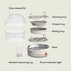 bella Electric Egg Cooker, 14 Eggs Capacity Tray, Double Stack, for Poached, Scrambled, Hard, Medium & Soft Boiled Eggs, Omelets and Steamed Dumplings, Auto Shutoff, 360 Watt, Oatmilk