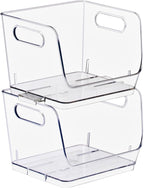 Sorbus Stackable Storage Bins Open Front, Clear Stackable Storage Bins, Pantry Bins for Storage and Organization, Acrylic Stackable Bins for Kitchen, Clear Pantry Organizer Bins (Small Square 2 Pack)