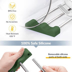 Tomorotec Adjustable Over-The-Sink Kitchen Rack for Dishcloths, Sponges, and Brushes - Heat-Resistant Stainless Steel with Slim, Expandable Design and Multifunctional Silicone Holder (Army Green)